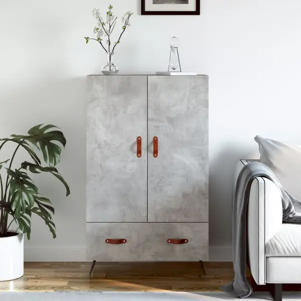 Gossi dulap inalt, gri beton, 69,5x31x115 cm, lemn compozit