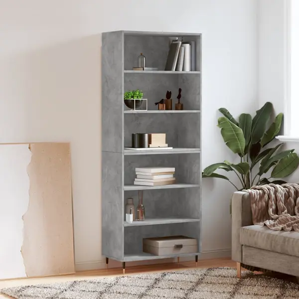 Gossi dulap inalt, gri beton, 69,5x32,5x180 cm, lemn prelucrat