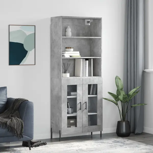 Gossi dulap inalt, gri beton, 69,5x34x180, lemn compozit