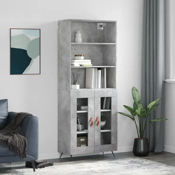 Gossi dulap inalt, gri beton, 69,5x34x180, lemn compozit