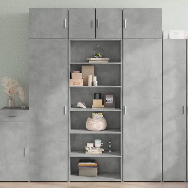 Gossi dulap inalt, gri beton, 70x41x185 cm, lemn prelucrat