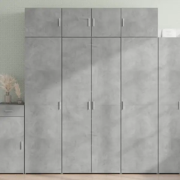 Gossi dulap inalt, gri beton, 80x42,5x185 cm, lemn prelucrat