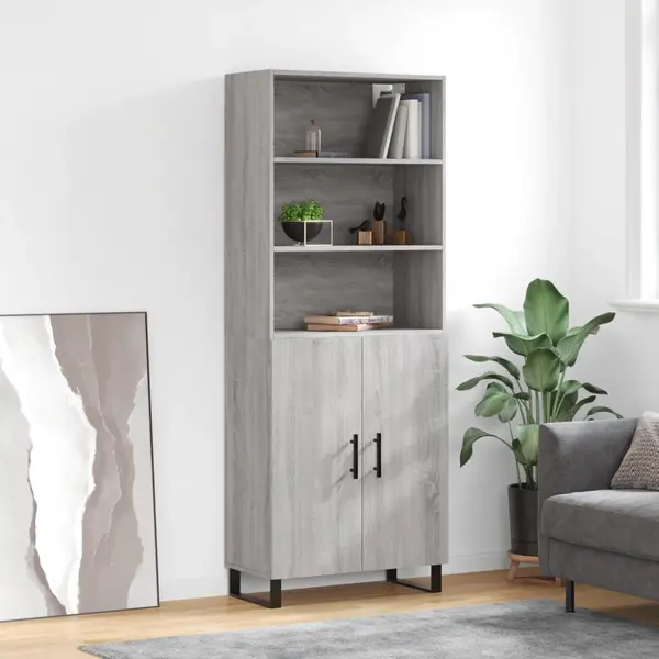Gossi dulap inalt, gri sonoma, 69,5x34x180 cm, lemn compozit