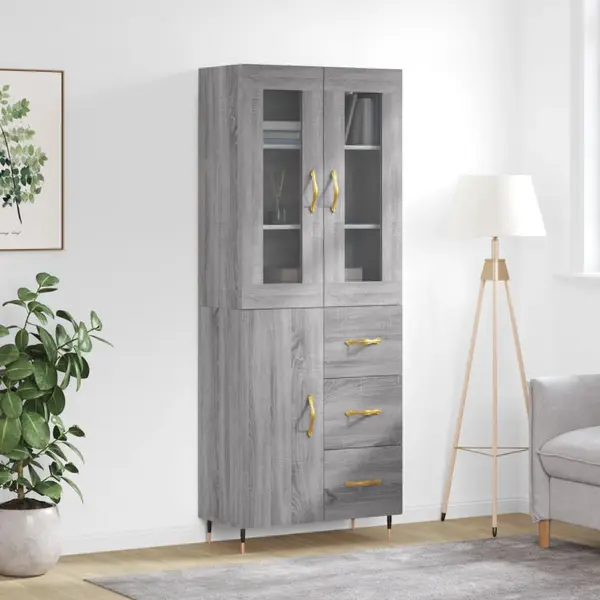 Gossi dulap inalt, gri sonoma, 69,5x34x180 cm, lemn compozit