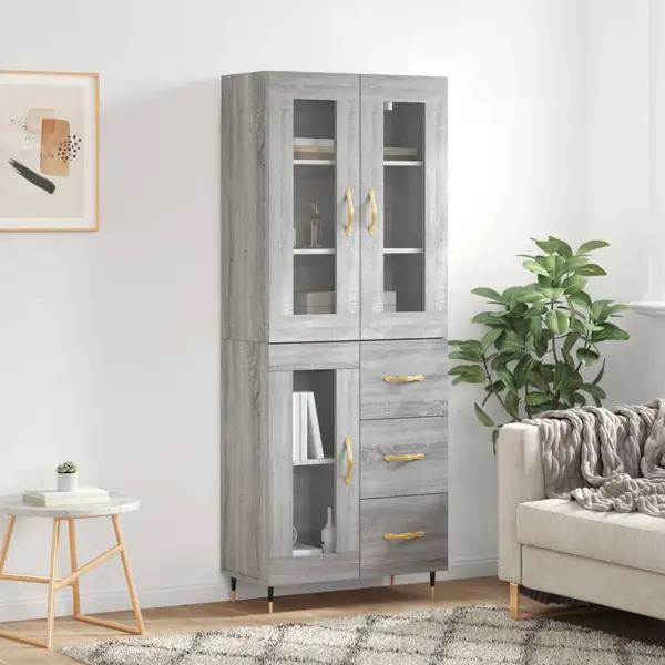 Gossi dulap inalt, gri sonoma, 69,5x34x180 cm, lemn compozit