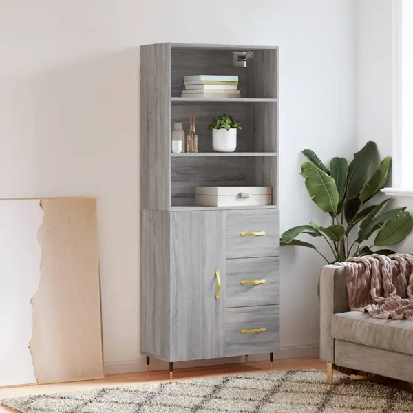 Gossi dulap inalt, gri sonoma, 69,5x34x180 cm, lemn compozit