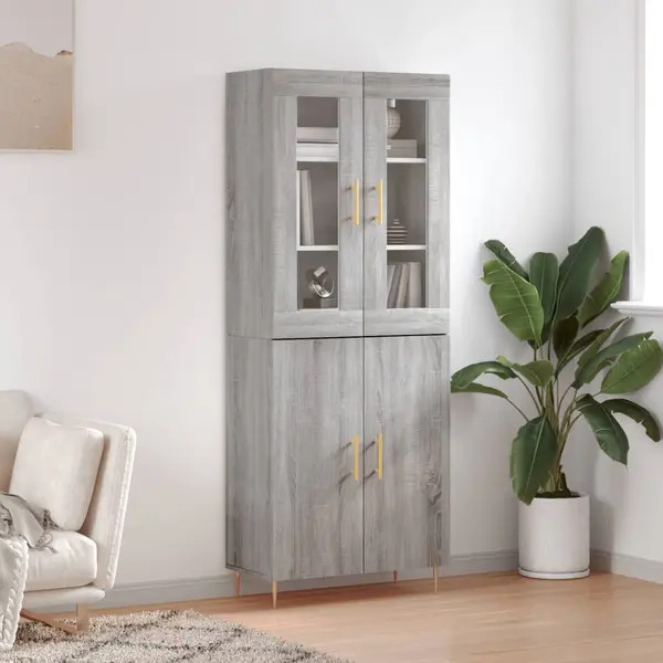 Gossi dulap inalt, gri sonoma, 69,5x34x180 cm, lemn compozit