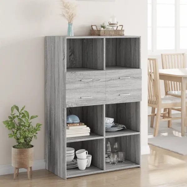 Gossi dulap inalt, gri sonoma, 80x42,5x124 cm, lemn prelucrat