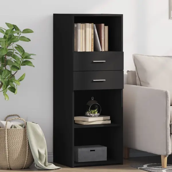 Gossi dulap inalt, negru, 45x42,5x124 cm, lemn prelucrat