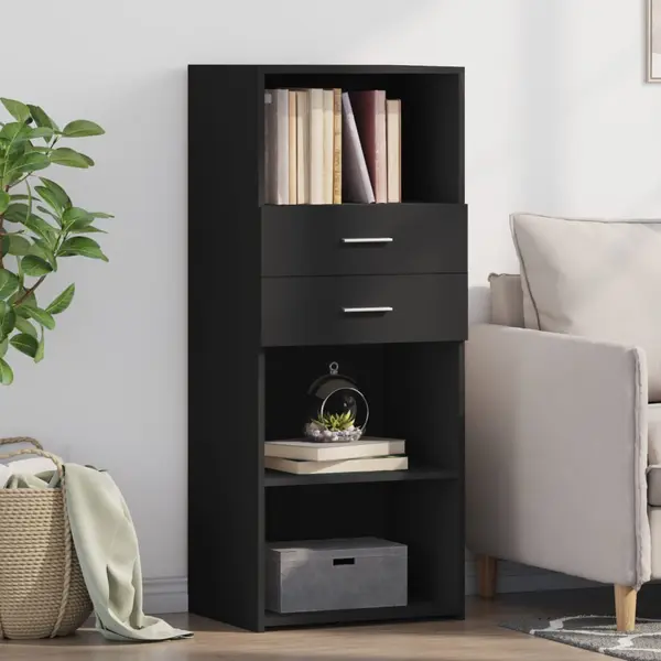 Gossi dulap inalt, negru, 50x42,5x124 cm, lemn prelucrat