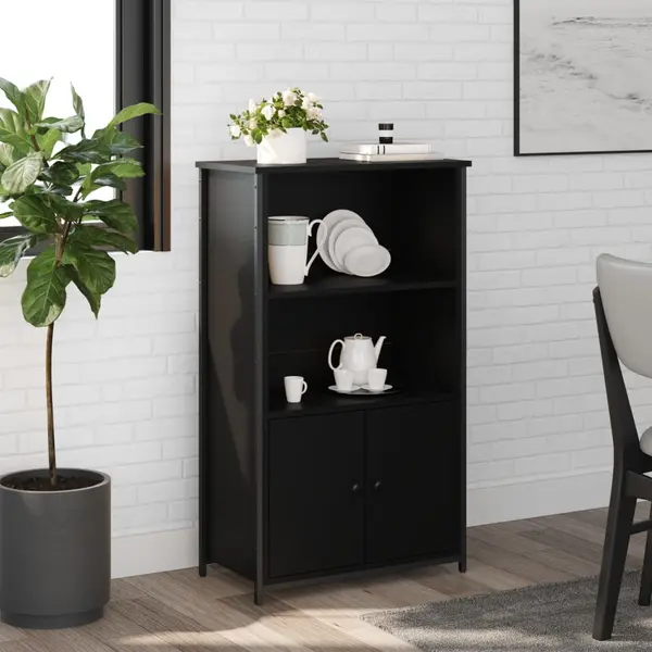 Gossi dulap inalt, negru, 62x32x103,5 cm, lemn compozit