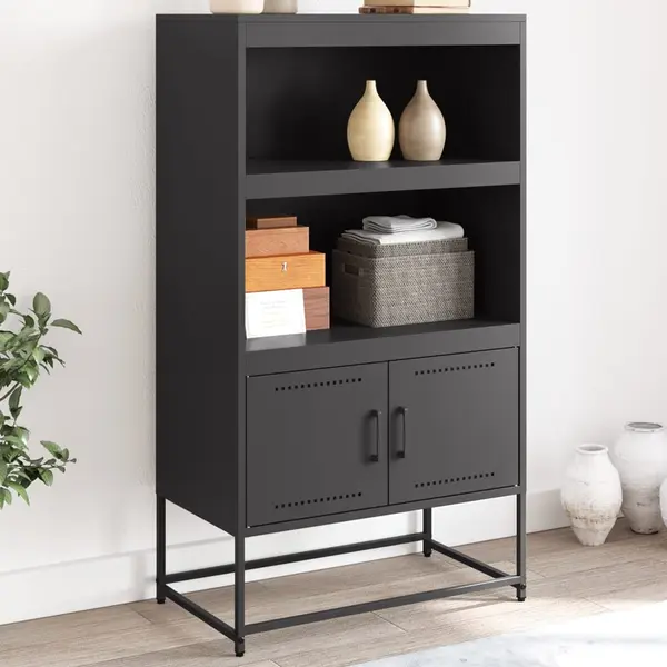 Gossi dulap inalt, negru, 68,5x38,5x123,5 cm, otel