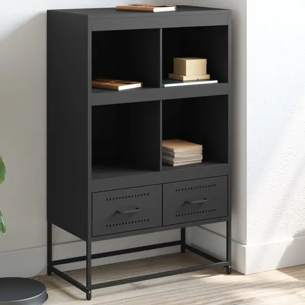 Gossi dulap inalt, negru, 68,5x39x111,5 cm, otel laminat la rece