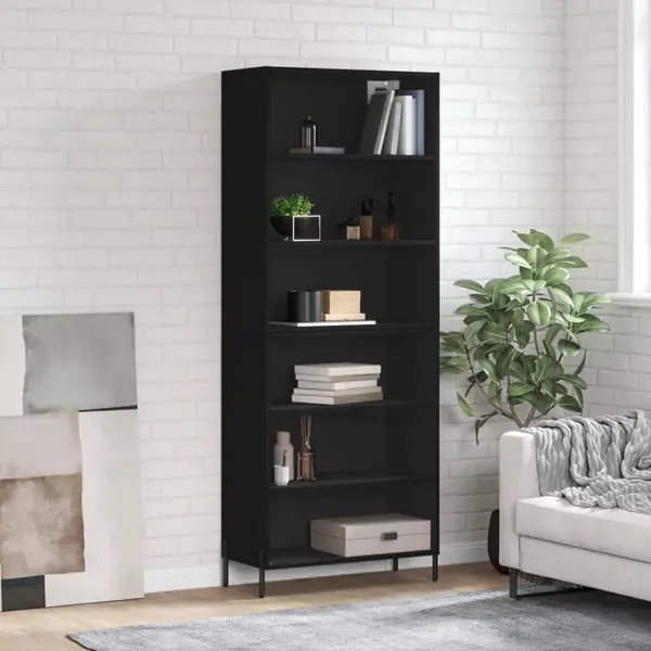 Gossi dulap inalt, negru, 69,5x32,5x180 cm, lemn compozit