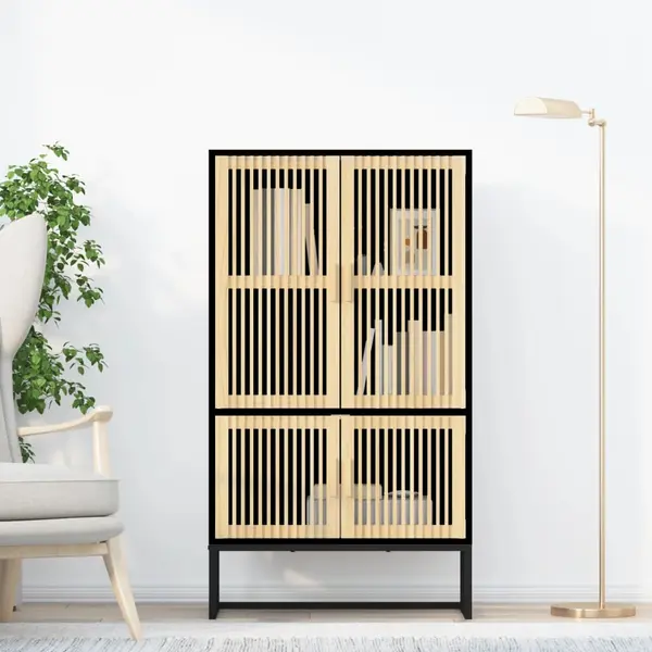 Gossi dulap inalt, negru, 70x35x125 cm, lemn prelucrat