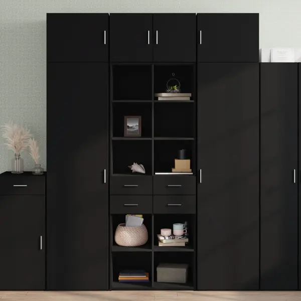 Gossi dulap inalt, negru, 70x42,5x185 cm, lemn prelucrat