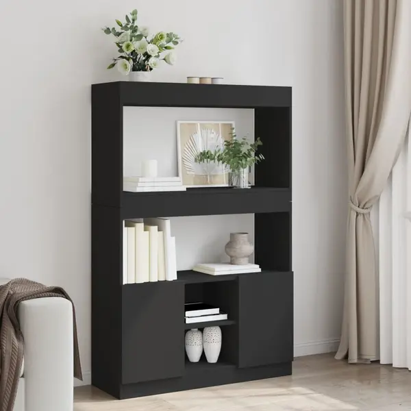 Gossi dulap inalt, negru, 92x33x140 cm, lemn prelucrat