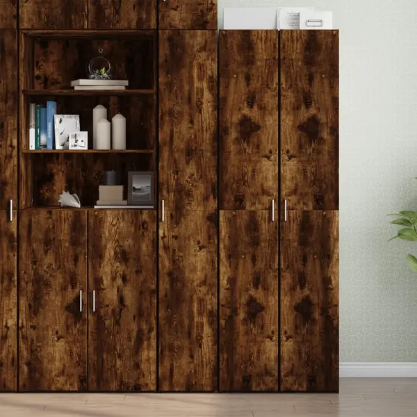 Gossi dulap inalt, stejar fumuriu, 30x42,5x185 cm, lemn prelucrat