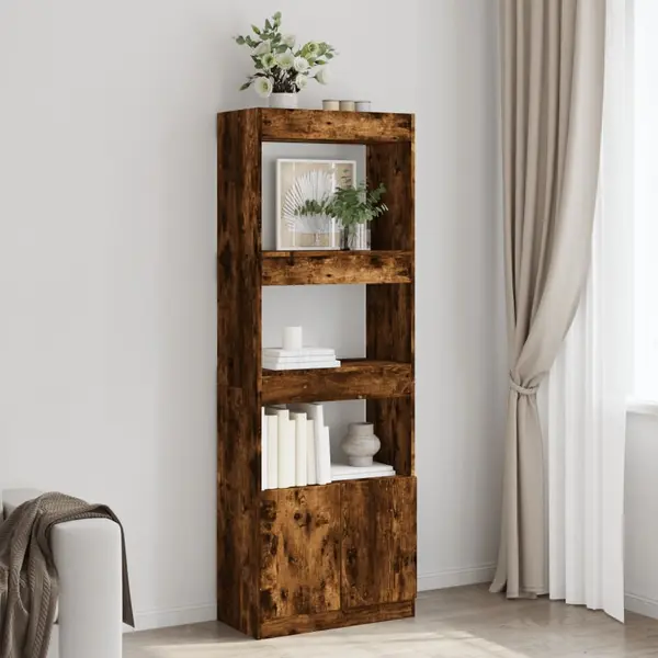 Gossi dulap inalt, stejar fumuriu, 63x33x180 cm, lemn prelucrat