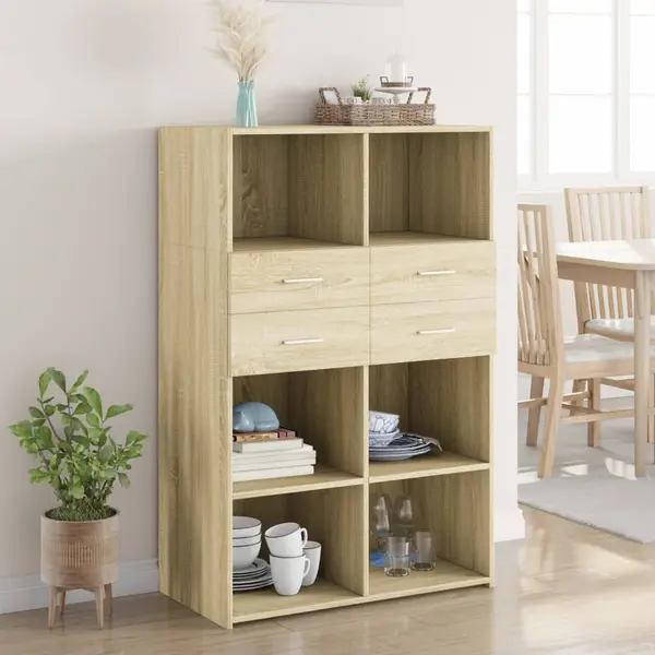 Gossi dulap inalt, stejar sonoma, 80x42,5x124 cm, lemn prelucrat