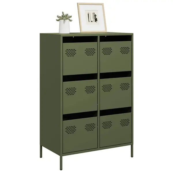 Gossi dulap inalt, verde masliniu, 68x39x101,5 cm, otel