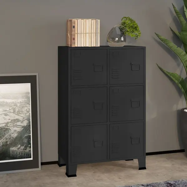Gossi dulap industrial de depozitare, negru, 75x40x115 cm, metal
