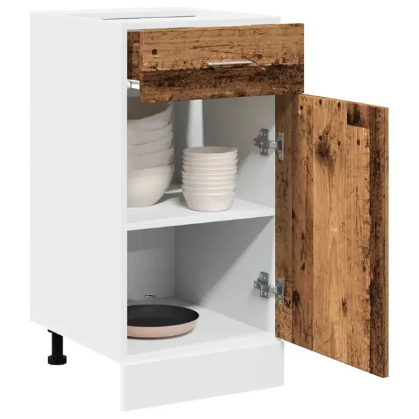 Gossi dulap inferior cu sertar lemn vechi 40x46x81,5cm lemn prelucrat
