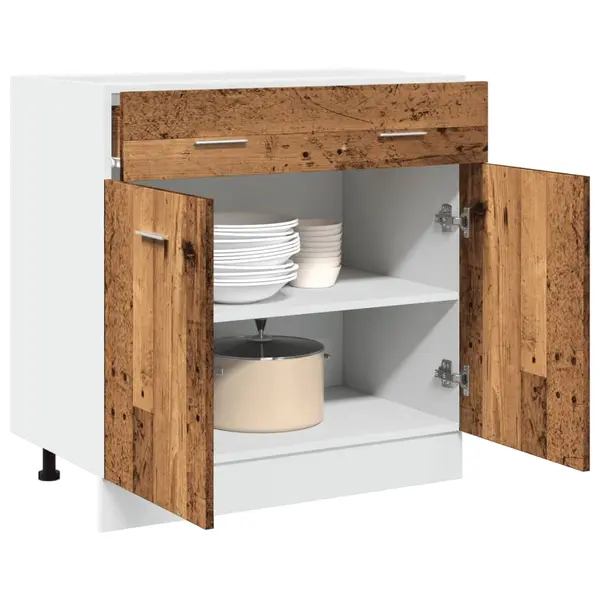 Gossi dulap inferior cu sertar lemn vechi 80x46x81,5cm lemn prelucrat