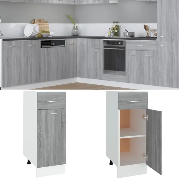 Gossi dulap inferior cu sertar “lyon” gri sonoma 30x46x81,5cm