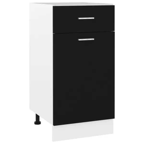Gossi dulap inferior cu sertar, negru, 40x46x81,5 cm, lemn prelucrat