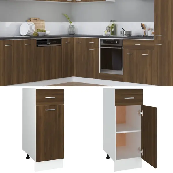 Gossi dulap inferior cu sertar stejar maro 30x46x81,5cm lemn compozit