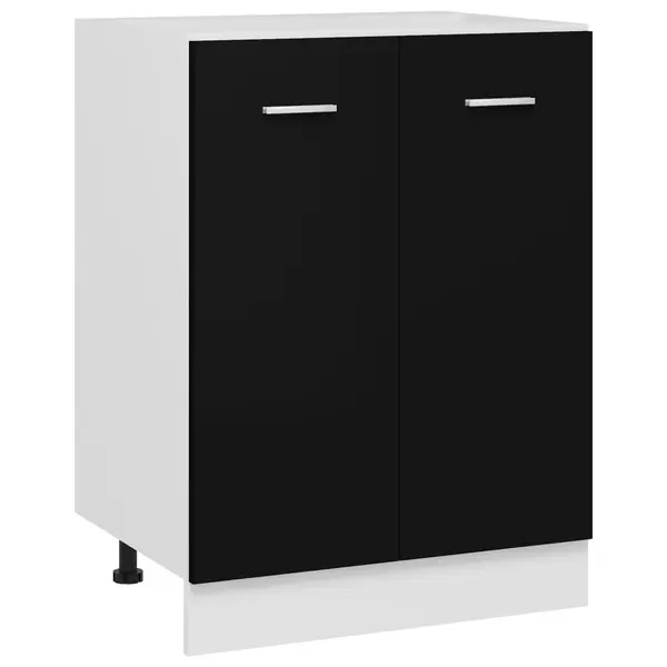 Gossi dulap inferior, negru, 60 x 46 x 81,5 cm, lemn prelucrat