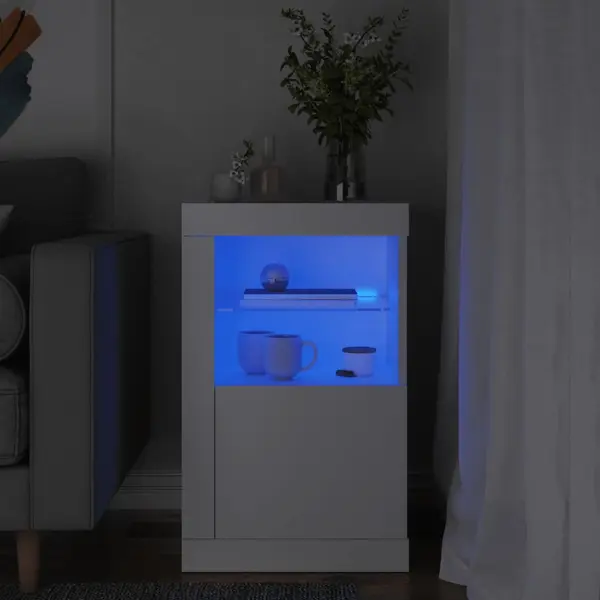 Gossi dulap lateral cu lumini led, alb, lemn prelucrat