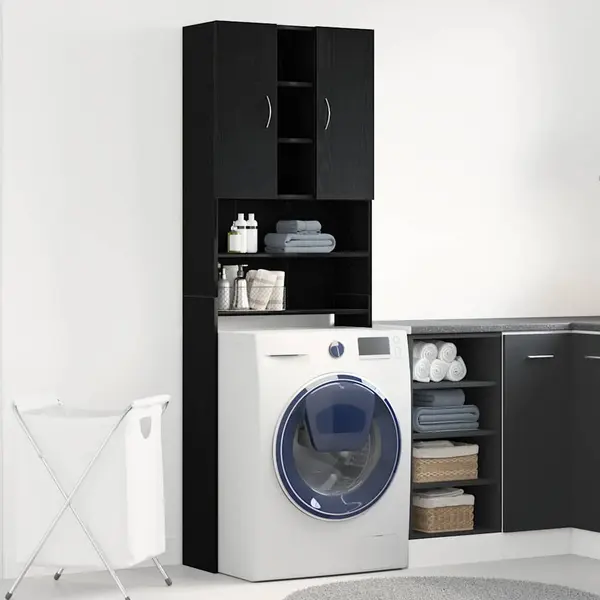 Gossi dulap masina de spalat, stejar negru, 64x25,5x190 cm