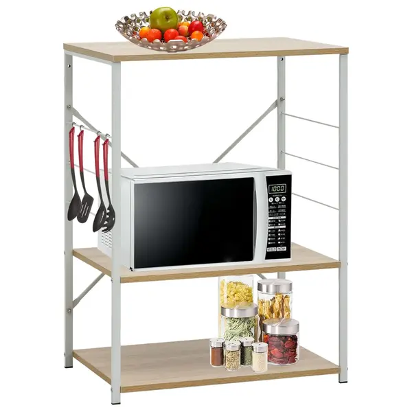 Gossi dulap microunde, alb/stejar, 60x39,6x79,5 cm, lemn prelucrat