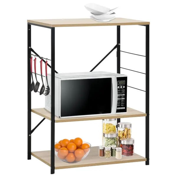 Gossi dulap microunde, negru/stejar 60x39,6x79,5 cm lemn prelucrat