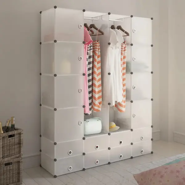 Gossi dulap modular cu 18 compartimente alb 37 x 146 x 180,5 cm
