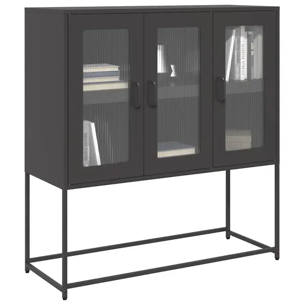 Gossi dulap, negru, 100,5x39x107 cm, otel laminat la rece