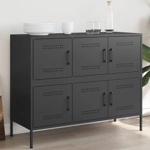 Gossi dulap, negru, 100,5x39x79 cm, otel laminat la rece