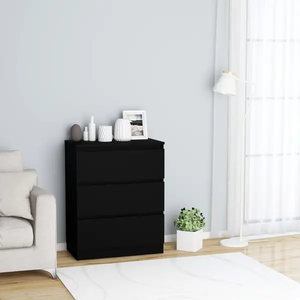 Gossi dulap, negru, 60 x 35 x 76 cm, lemn prelucrat