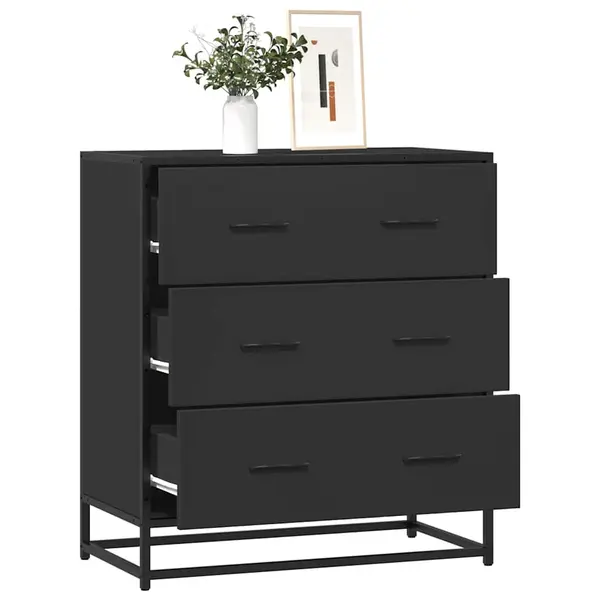 Gossi dulap, negru, 68x35x76 cm, lemn prelucrat si metal