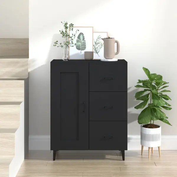 Gossi dulap, negru, 69,5x34x90 cm, lemn prelucrat