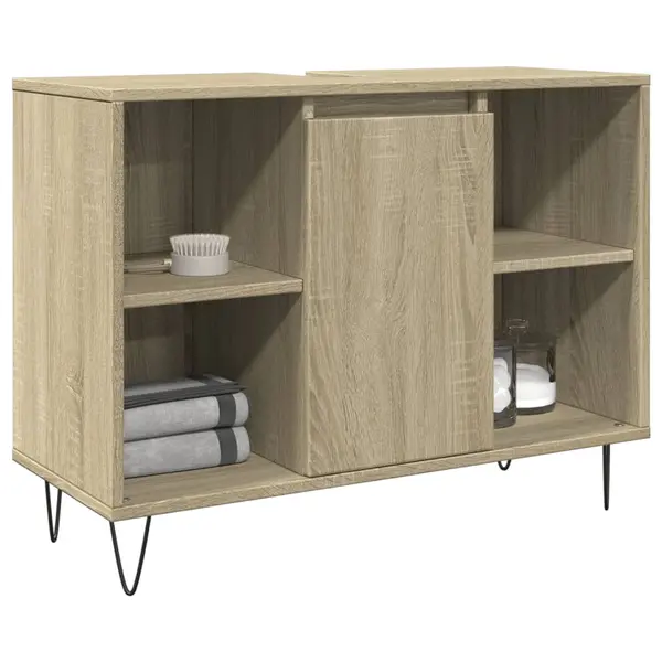 Gossi dulap pentru baie, stejar sonoma, 80x33x60 cm, lemn compozit