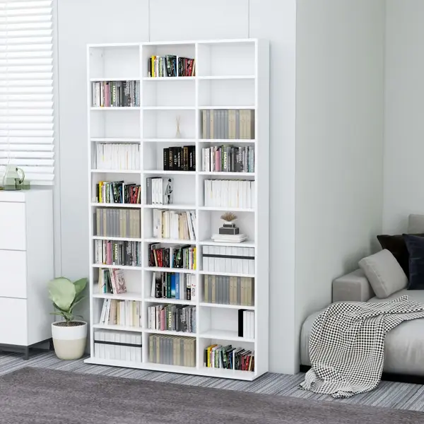 Gossi dulap pentru cd-uri, alb, 102x16x177,5 cm, lemn compozit