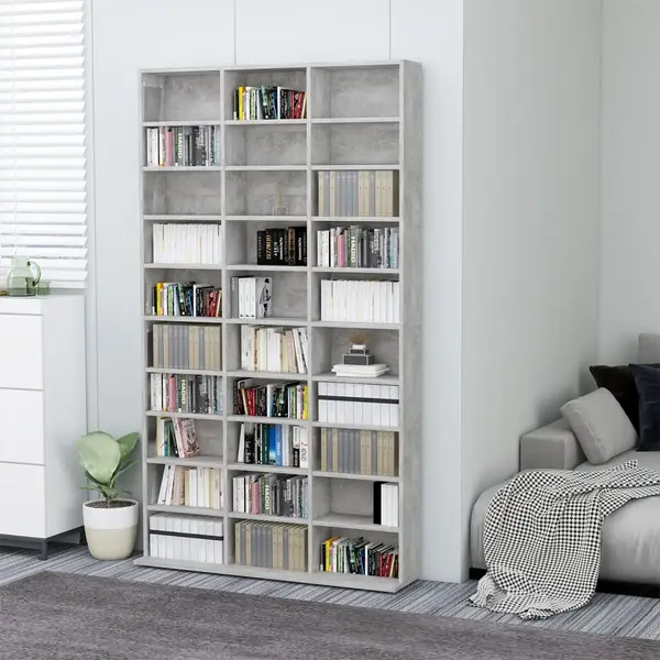 Gossi dulap pentru cd-uri, gri beton, 102x16x177,5 cm, lemn compozit