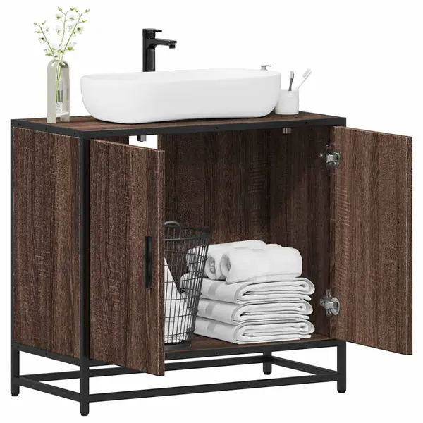 Gossi dulap pentru chiuveta de baie stejar maro 65x33x60 cm lemn
