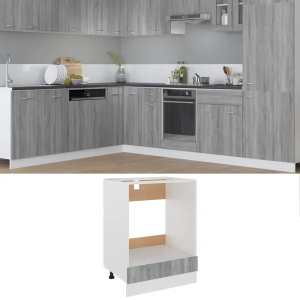 Gossi dulap pentru cuptor, gri sonoma, 60x46x81,5 cm, lemn compozit