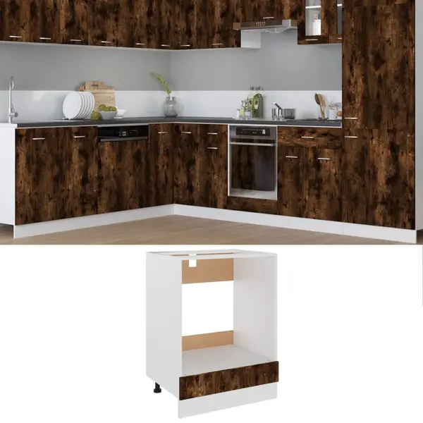 Gossi dulap pentru cuptor stejar fumuriu 60x46x81,5 cm lemn compozit