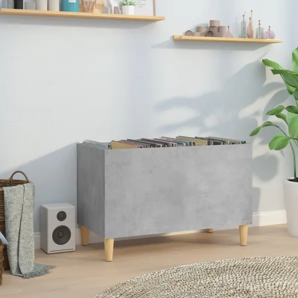 Gossi dulap pentru discuri, gri beton, 74,5x38x48 cm, lemn prelucrat
