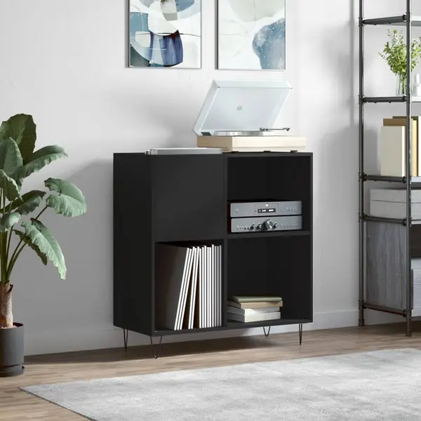 Gossi dulap pentru discuri negru 84,5x38x89 cm lemn compozit